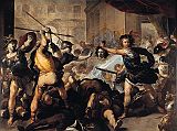 London National Gallery Next 20 12 Luca Giordano - Perseus turning Phineas to Stone Luca Giordano - Perseus turning Phineas to Stone (early 1680s, 285 x 366 cm). Perseus is the mythical Greek hero who cut off the head of Medusa, whose glance immediately turned people to stone, and kept it in a bag around his waist. Perseus and Andromeda got married and had a huge party to celebrate. The jealous Phineas stormed into the party with his men, planning to kill Perseus. Having warned Andromeda to turn away, Perseus quickly pulled out the ghastly head of Medusa, which immediately froze Phineas and his followers to the spot and their flesh was transformed into cool, hard, grey stone.